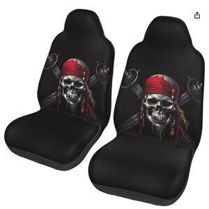 Ouqiuwa Car Front Seat Covers Pirates Skull Flag Universal Fit Auto SUV Trucks
